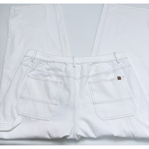 Halara Flex Carpenter Denim Jeans XL Ivory High Rise Straight Leg Stretch - Picture 8 of 9